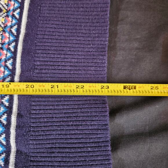 Vintage Merona Women's Knit Sweater Size L Dark Blue Fair Isle Pattern Holiday - Picture 8 of 8